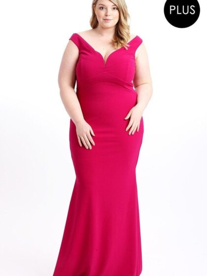 Techno Crepe Stretch Off The Shoulder Dress