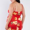Plus Size Floral Print V-neck Cinched Size Chic Mini Dress - Image 4