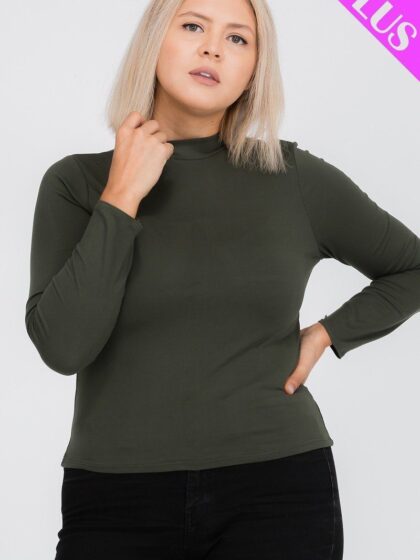Plus Size Mock Neck Solid Top