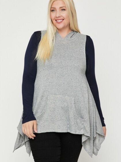 Plus Size Two Tone Knit, Sleeveless Top