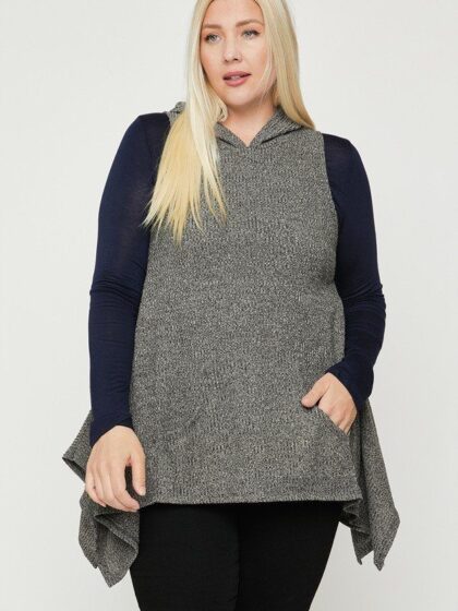 Plus Size Two Tone Knit, Sleeveless Top