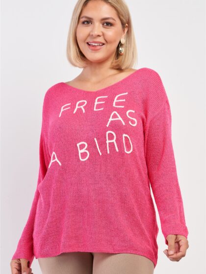 Plus "free As A Bird" Logo Knit Sweater