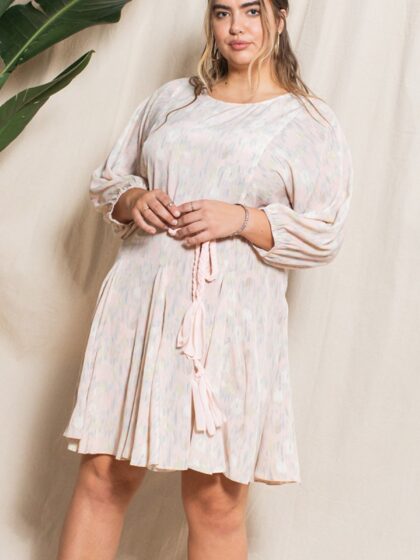 Abstract Printed Mini Swing Woven Dress