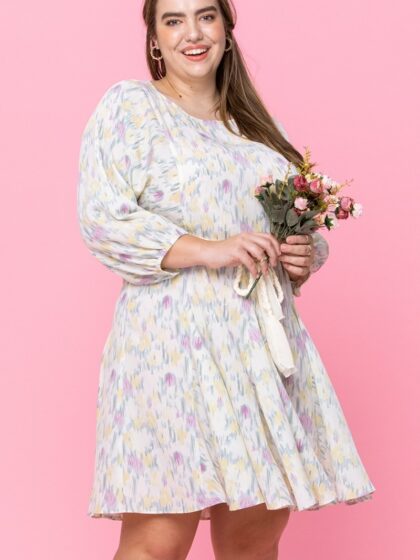 Abstract Printed Mini Swing Woven Dress