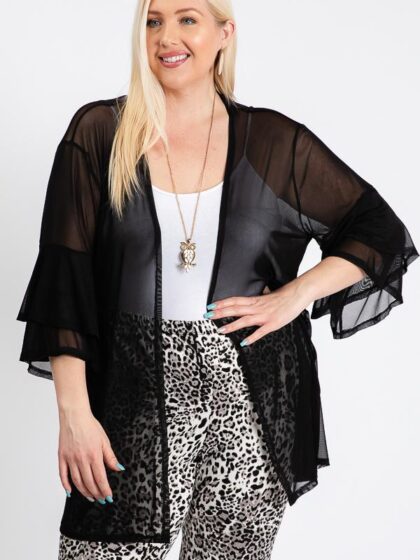Ruffle Sleeve Open Cardigan