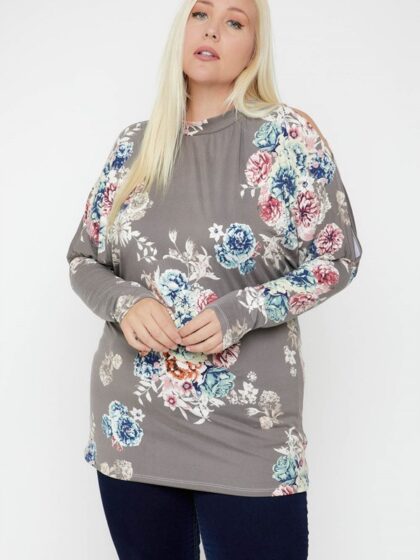 Flattering Cutout Details Floral Print Top