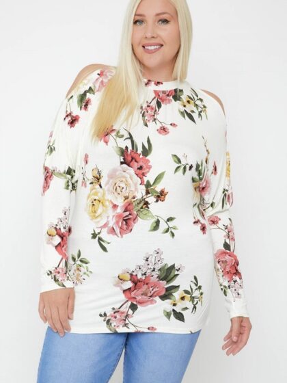 Flattering Cutout Details Floral Print Top