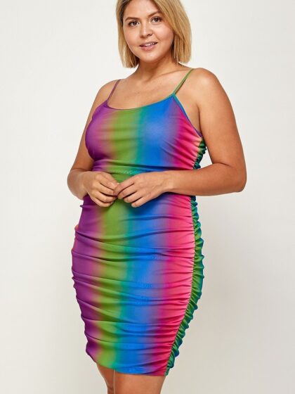 Plus Size Rainbow Ombre Print Cami Dress