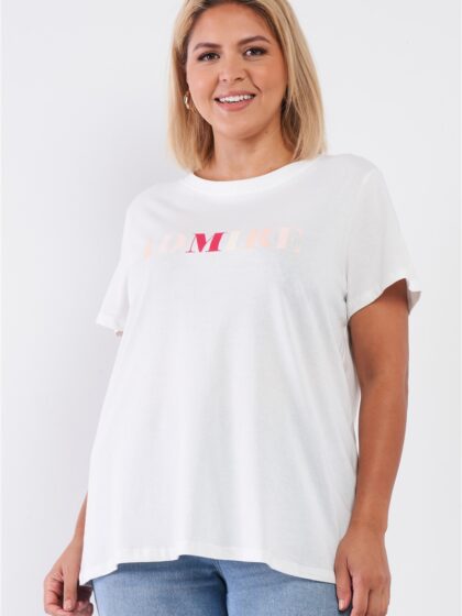 Off-white Admire Print Logo Detail Crew Neck Relaxed Fit Top