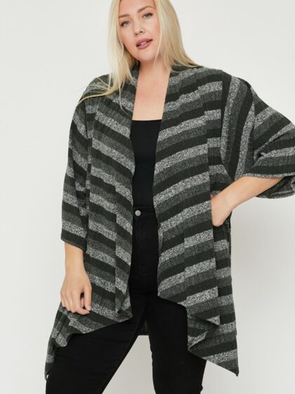 Kimono Style Striped Cardigan