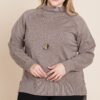 Plus Size High Quality Buttery Soft Solid Knit Turtleneck Two Tone High Low ...