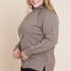 Plus Size High Quality Buttery Soft Solid Knit Turtleneck Two Tone High Low ... - Image 4