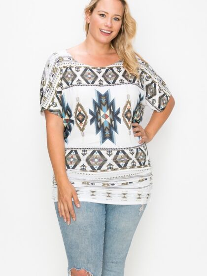 Geometric-tribal Sublimation Print Top