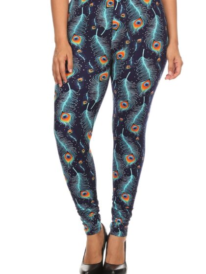 Plus Size Print, Full Length Leggings In A Slim Fitting Style With A Banded ...