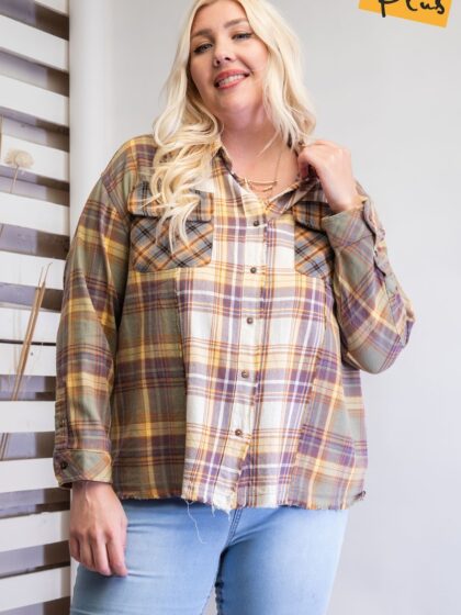 Plaid Mix Button Down Shirt