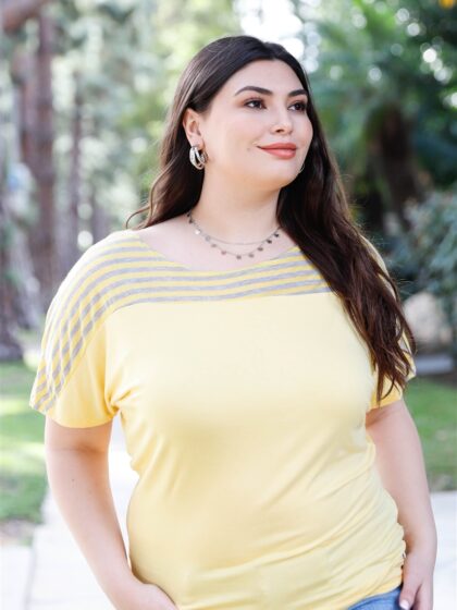 Plus Stripe Short Sleeve Top