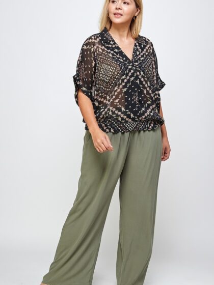 Solid Full Length Wide Leg Palazzo Pants