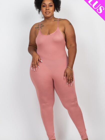 Plus Size Solid Bodycon Cami Jumpsuit