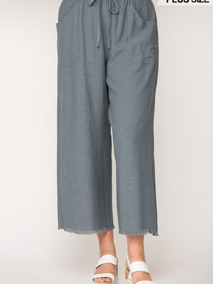 Frayed Wide Leg Pants With Pockets