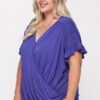 Solid Viscose Knit Surplice Top With Ruffle Sleeve - Image 3