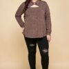 Plus Size Solid Long Sleeve Fashion Top - Image 2
