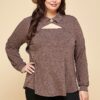 Plus Size Solid Long Sleeve Fashion Top - Image 3