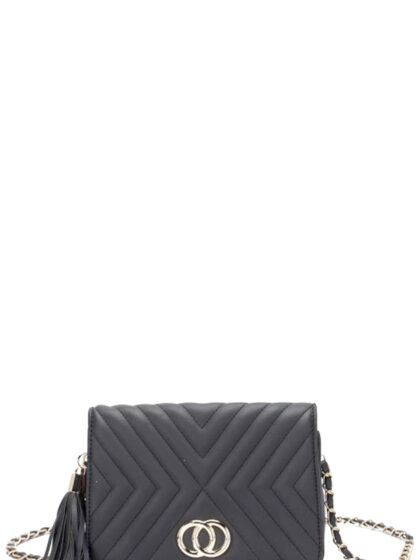 Fashion Double Metal Pattern Stitching Tassel Crossbody Bag