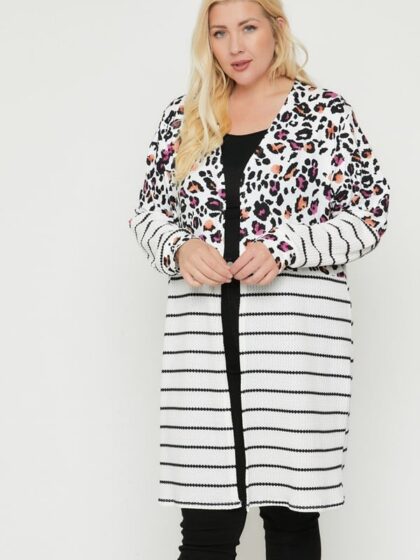 Long sleeves print-striped cardigan