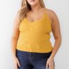 Plus Ribbed Ruffle Tank Top