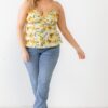Plus Floral Print Woven Ruffle Sleeveless Back Zipper Tank Top - Image 3