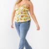 Plus Floral Print Woven Ruffle Sleeveless Back Zipper Tank Top - Image 4