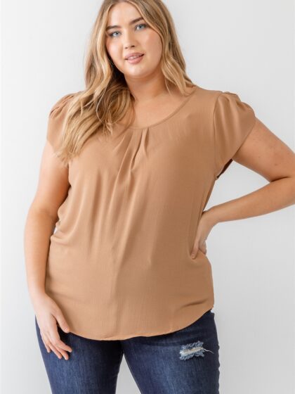 Plus Koshibo Textured Cap Sleeve Top