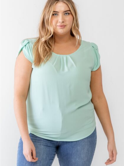 Plus Koshibo Textured Cap Sleeve Top