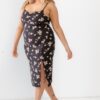 Plus Floral Ribbed Ruched Sleeveless Midi Dress - Image 3