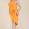 Plus Size Solid Wrap Front Tie Side Midi Dress - Image 3