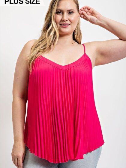 Pleated Tank Top With Adjustable Strap