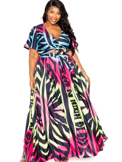 Ombre Animal Maxi Skirt & Top Set