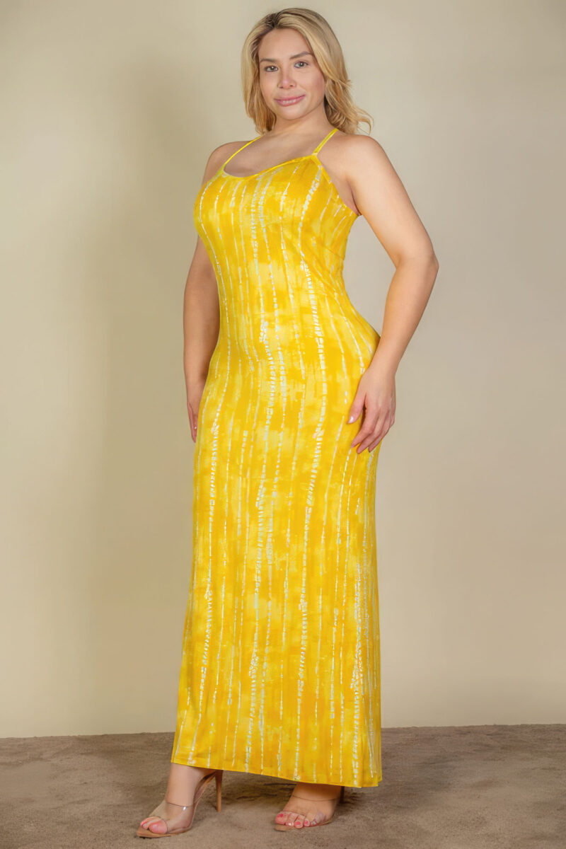 Plus Size Tie Dye Printed Cami Bodycon Maxi Dress - Image 3