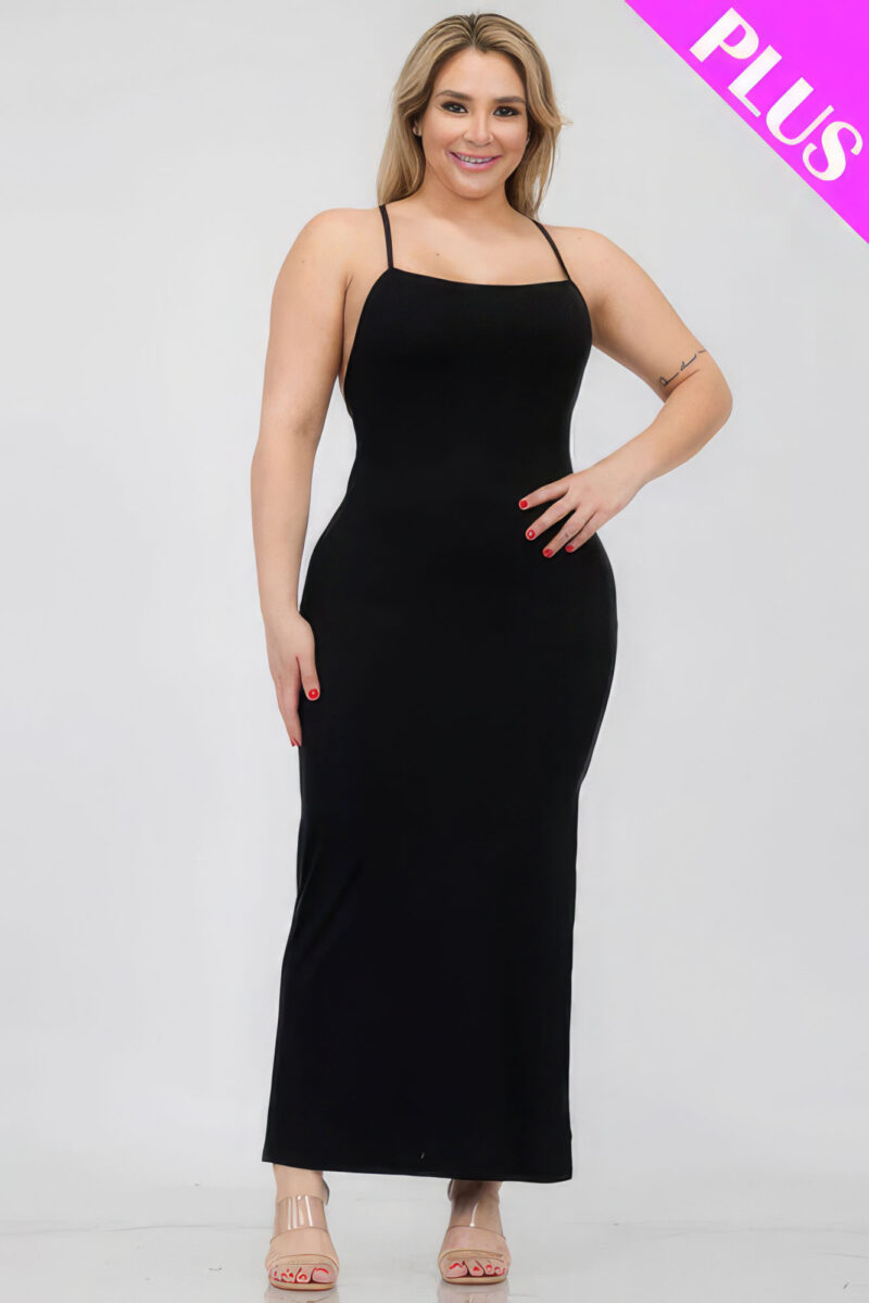 Plus Size Crisscross Back Split Thigh Maxi Dress - Image 2