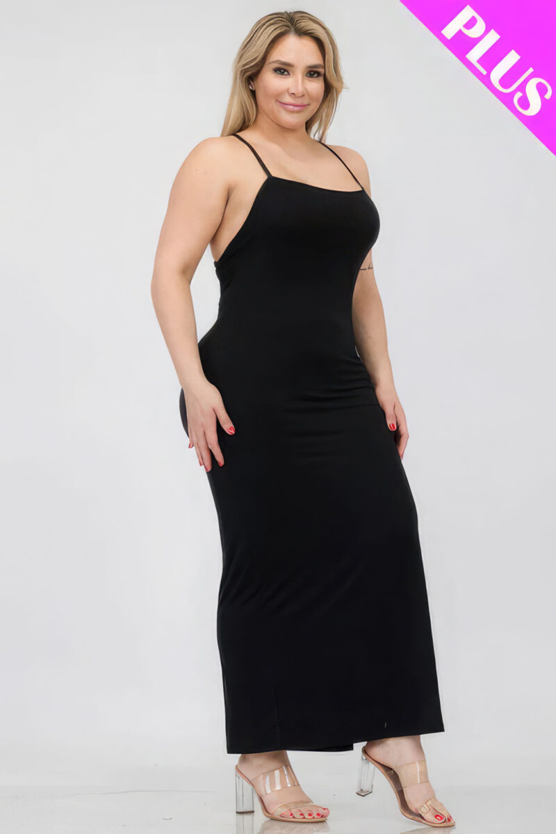 Plus Size Crisscross Back Split Thigh Maxi Dress - Image 3