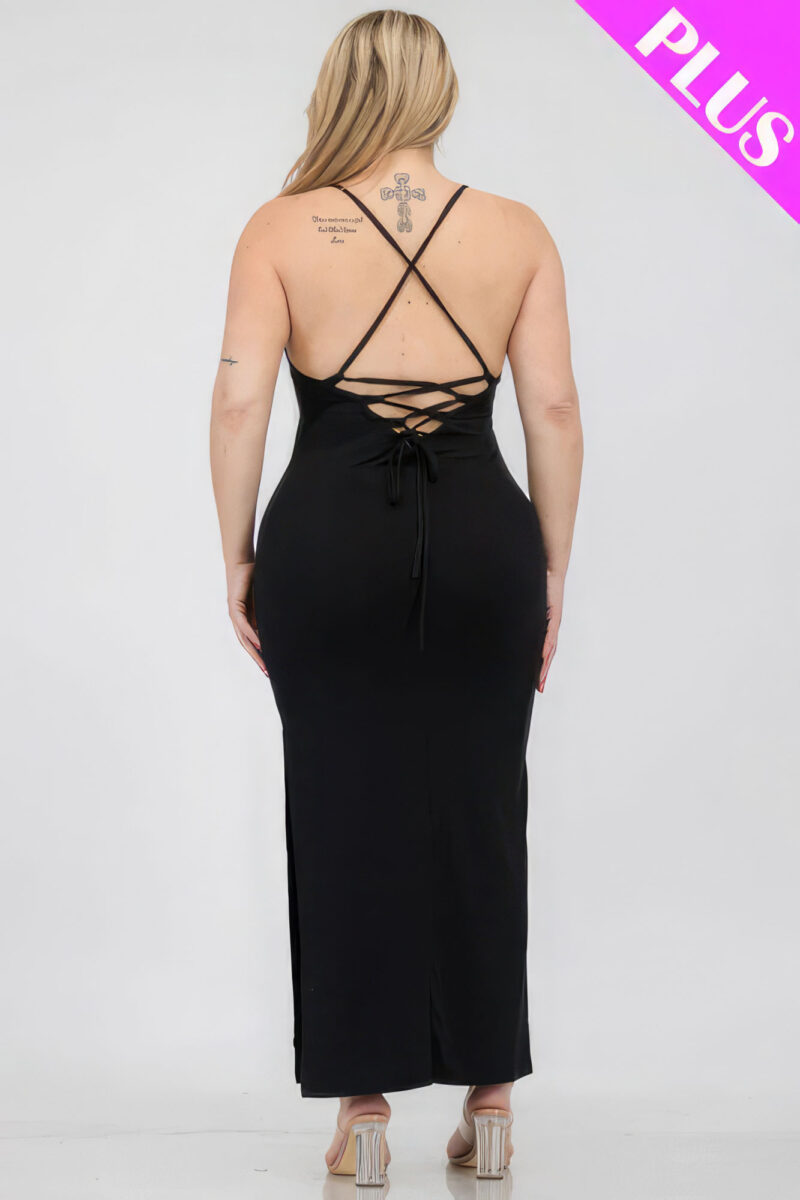 Plus Size Crisscross Back Split Thigh Maxi Dress - Image 5