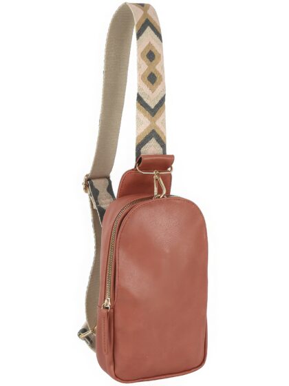 Smooth Zipper Sling Crossbody With Guitar Strap
