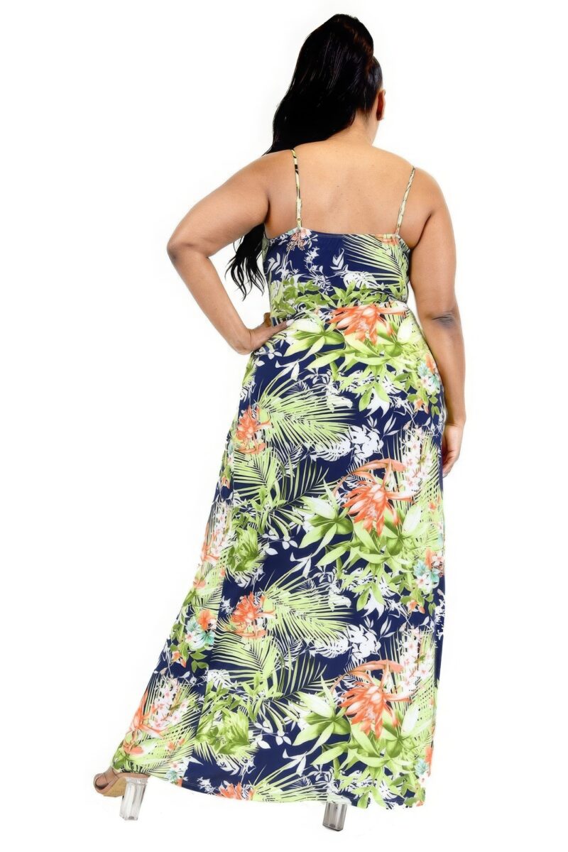 Plus Tropical Leaf Print Surplice Maxi Dress - Image 4