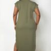 Plus Size Hidden Pocket Batwing Sleeve V Neck Long Dress - Image 4
