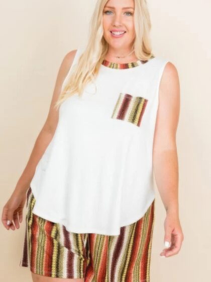 Plus Size Solid Sleeveless French Terry Tank Top