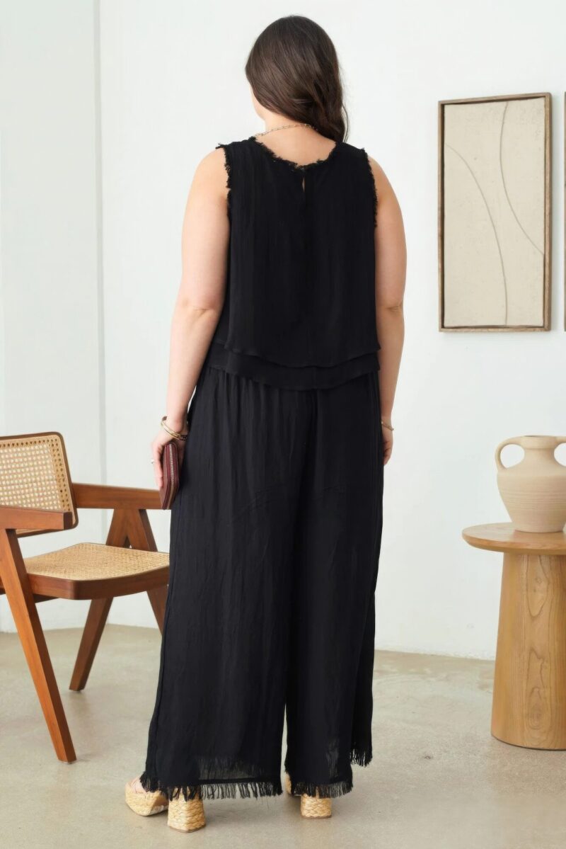 Plus Size Boho Sleeveless Frayed Hem Top - Image 4