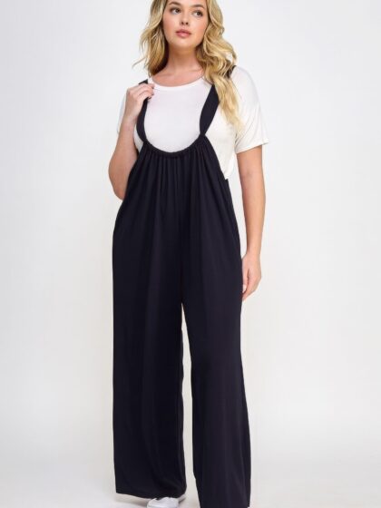 French Terry Wide Leg Jumpsuit Overalls
