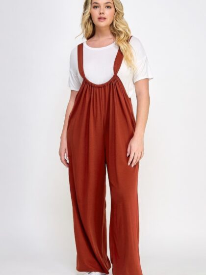 French Terry Wide Leg Jumpsuit Overalls