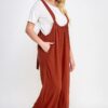 French Terry Wide Leg Jumpsuit Overalls - Image 2