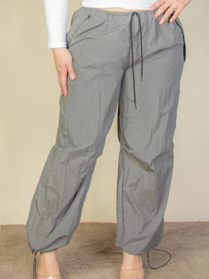 Plus Size Drawstring Waist Parachute Pants